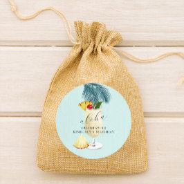 Adesivo Redondo Aloha Pina Colada Festa de aniversário de coquetel