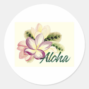 Adesivo Redondo Aloha Plumeria