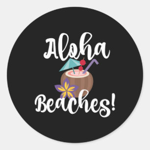 Adesivo Redondo Aloha Praias Engraçadas Praia Coconut Umbrella Beb