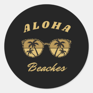 Adesivo Redondo Aloha Praias Vacinas havaianas Leopard Sungles Pa