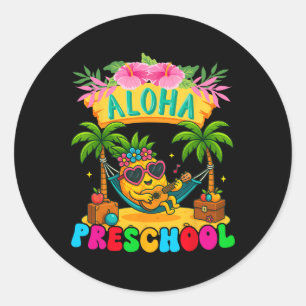 Adesivo Redondo Aloha Pré-escola Abacaxi Havaí Volta às Aulas Ki