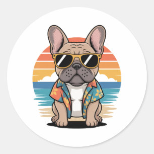 Adesivo Redondo Aloha Pup – Vibrações de Praia Legais de Bulldog F