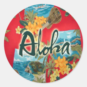 Adesivo Redondo Aloha Red