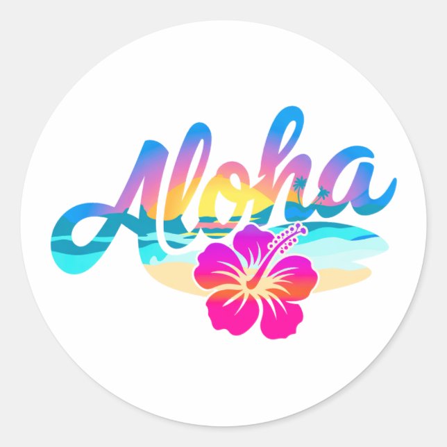 Adesivo Redondo Aloha Summer (Frente)