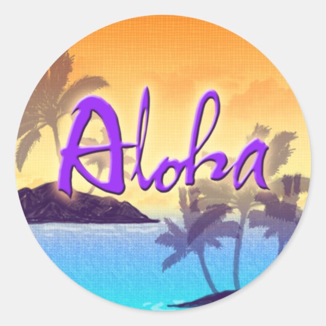 Adesivo Redondo Aloha Sunset Sticker (Frente)