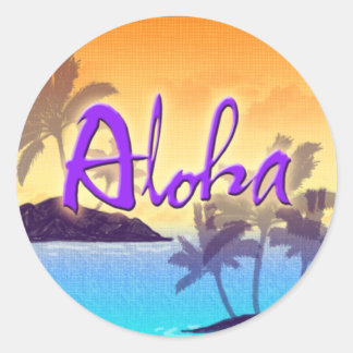 Adesivo Redondo Aloha Sunset Sticker