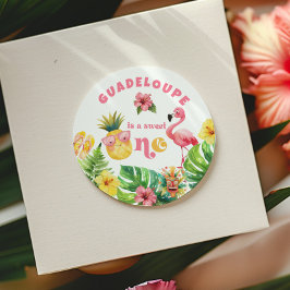 Adesivo Redondo Aloha Sweet One Hawaii luau festa de aniversário