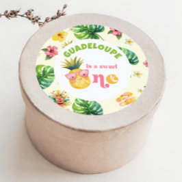 Adesivo Redondo Aloha Sweet One tropical luau festa de aniversário