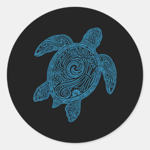 Adesivo Redondo Aloha Tartaruga Havaí Tribal Havaiano Maori Sol Ma