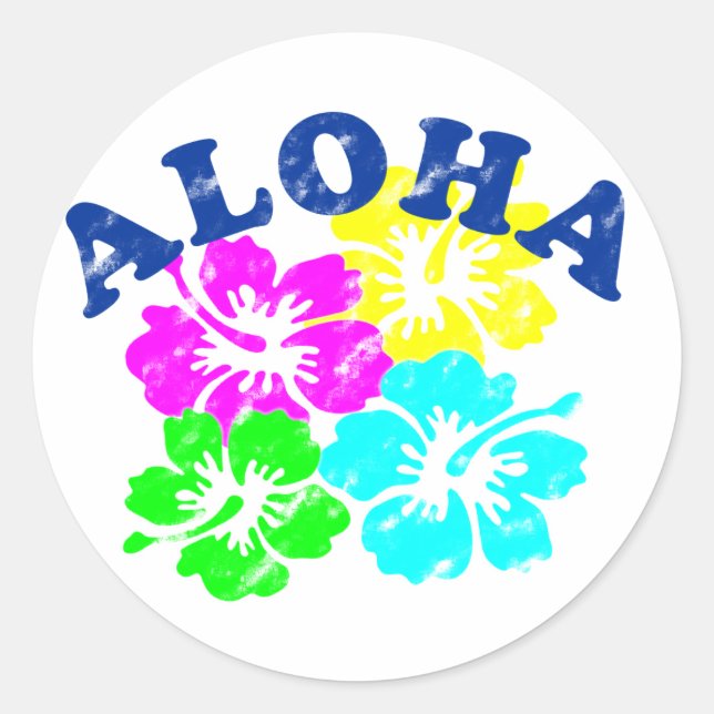 Adesivo Redondo Aloha Vintage Classic Round Sticker Havaiano (Frente)