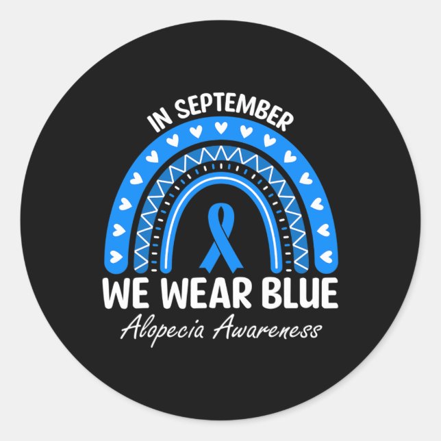 Adesivo Redondo Alopecia Areata Consciência Arco-Íris Eu Visto Cos (Frente)