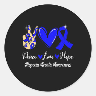Adesivo Redondo Alopecia Areata Sensibilização Paz Amor Esperança 