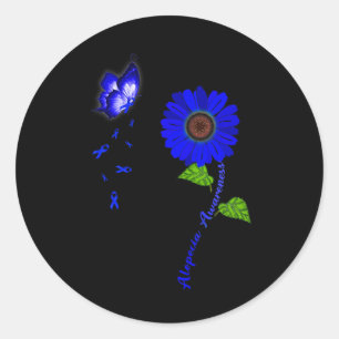 Adesivo Redondo Alopecia Azul Borboleta Girassol Fita de Girassol
