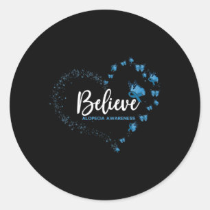 Adesivo Redondo Alopecia Sensibilização Borboleta Acredite