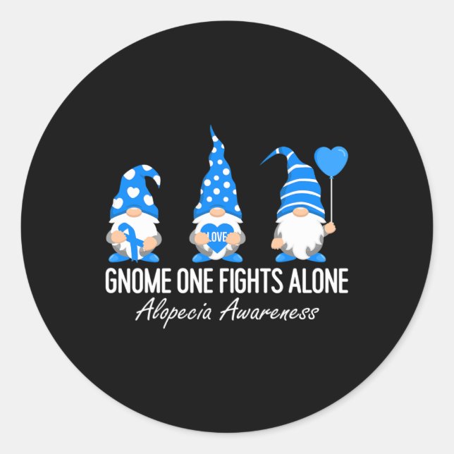 Adesivo Redondo Alopecia Sensibilização Gnomos Eu Visto Fita Azul  (Frente)