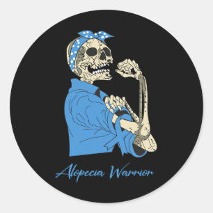 Adesivo Redondo Alopecia Warrior Awarness apóia forte esqueleto