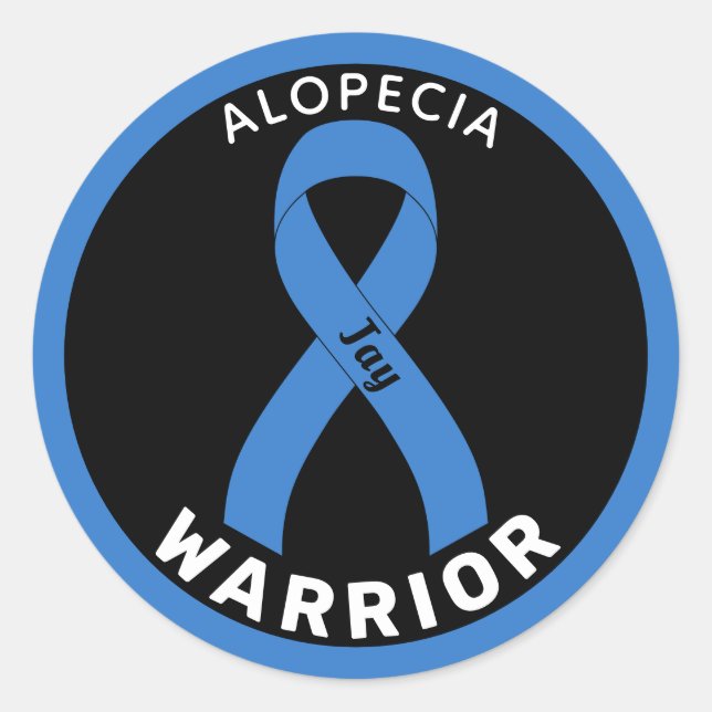 Adesivo Redondo Alopecia Warrior Ribbon Black Round Sticker (Frente)