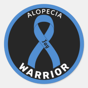 Adesivo Redondo Alopecia Warrior Ribbon Black Round Sticker