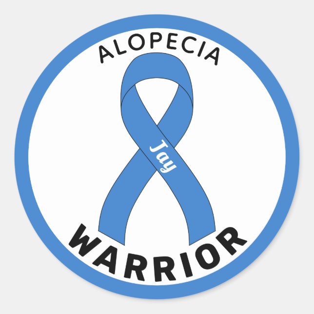Adesivo Redondo Alopecia Warrior Ribbon White Round Sticker (Frente)
