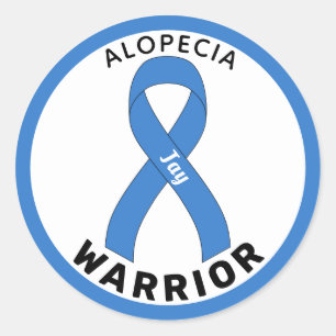 Adesivo Redondo Alopecia Warrior Ribbon White Round Sticker