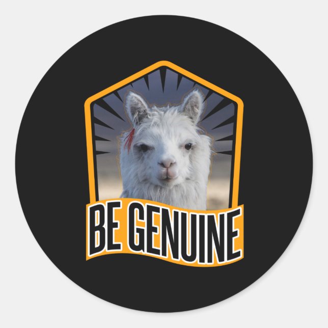 Adesivo Redondo Alpaca Be Genuine Cote - Llama Lover (Frente)