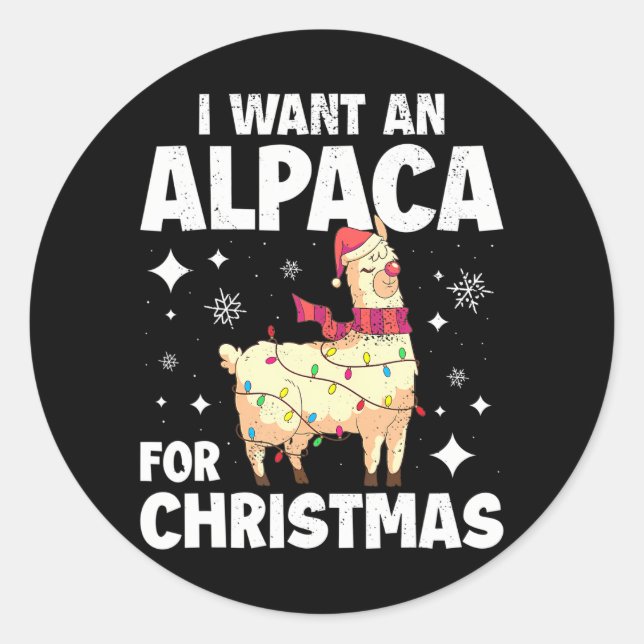 Adesivo Redondo Alpaca Christmas (Frente)
