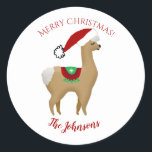 Adesivo Redondo Alpaca Christmas Round Sticker Envelope Seal<br><div class="desc">Alpaca tematizou os autocolantes de Natal ou use como selos de envelopes para os seus cartões de natal.</div>