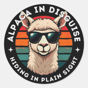 Adesivo Redondo Alpaca em Disguise - Escondendo-se na Visão Simple