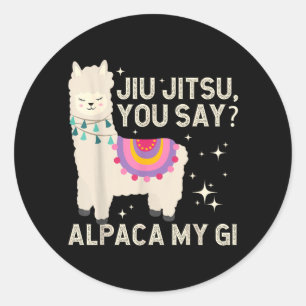 Adesivo Redondo Alpaca Engraçado de Jiujitsu Artes Marciais Brazil