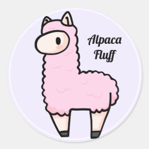 Adesivo Redondo Alpaca fluff clássico de autocolante redondo