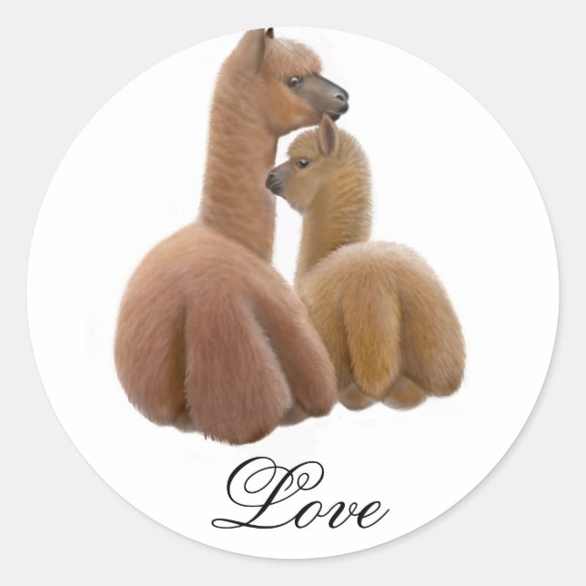 Adesivo Redondo Alpaca Love Sticker (Frente)