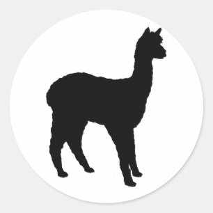 Adesivo Redondo Alpaca Silhouette