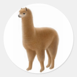 Adesivo Redondo Alpaca Sticker Marrom Amigável
