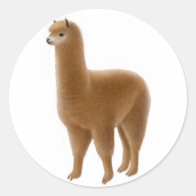 Adesivo Redondo Alpaca Sticker Marrom Amigável (Frente)