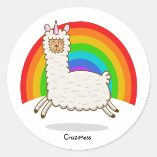 Adesivo Redondo Alpacorn Rainbow