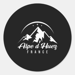 Adesivo Redondo Alpe D'huez França Ski Resort Skiting Snowboard