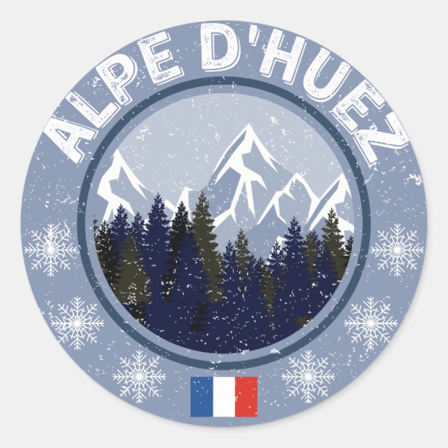 Adesivo Redondo Alpe d'Huez Station de ski Sticker (Frente)