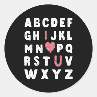 Adesivo Redondo Alphabet Abc I Love You Valentines Day Heart 