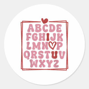 Adesivo Redondo Alphabet Abc I Te Amo T Shirt Dia de os namorados 