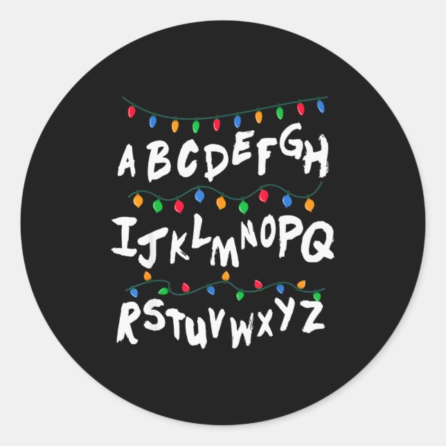 Adesivo Redondo Alphabet Christmas Lights T Shirt Stranger Tee Gif (Frente)