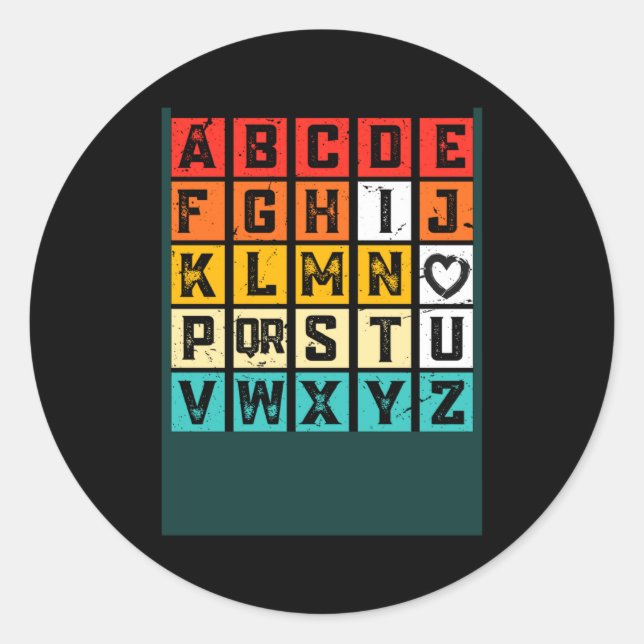 Adesivo Redondo Alphabetic Abcd Love You Valentines Day Red Heart  (Frente)