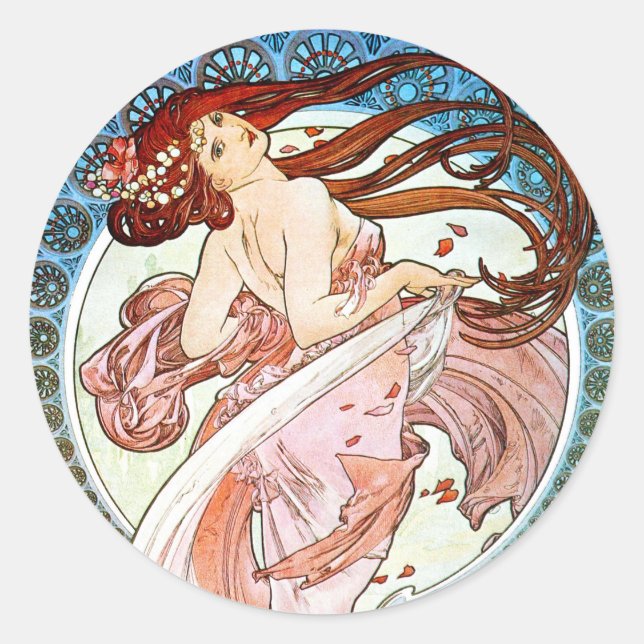 Adesivo Redondo Alphonse Mucha Dance (Frente)