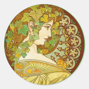 Adesivo Redondo Alphonse Mucha Laurel Stickers