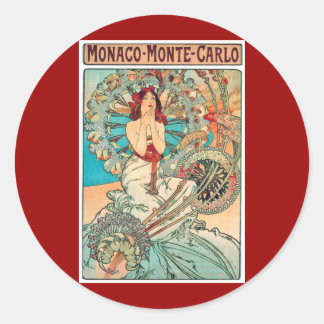 Adesivo Redondo Alphonse Mucha Mônaco, Monte-Carlo, 1897