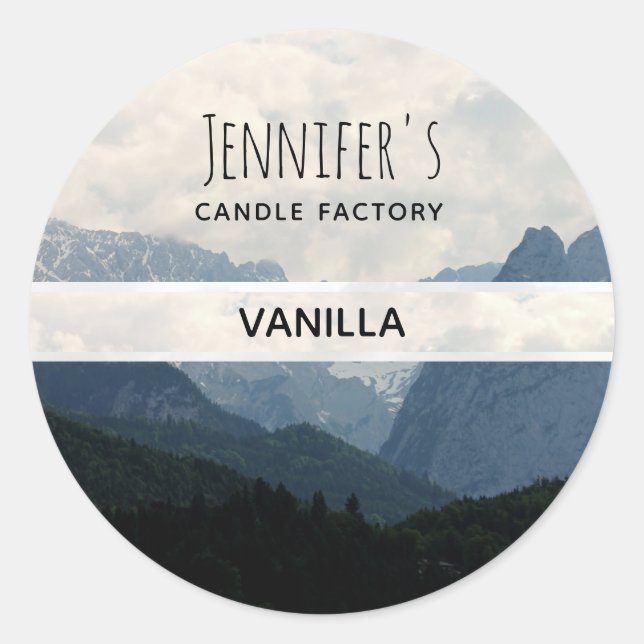 Adesivo Redondo Alpinismo e Vela de Foto do País das Montanhas Alp (Frente)