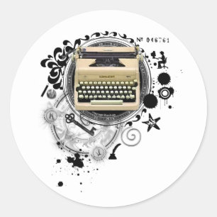 Adesivo Redondo Alquimia da Máquina de Digitalização Escrevendo