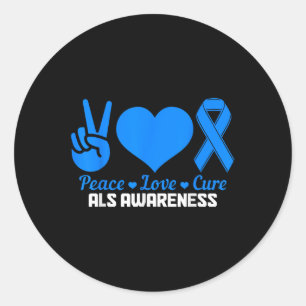 Adesivo Redondo Als Consciência Mês Paz Amor Azul Fita Azul