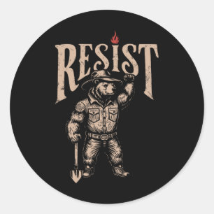 Adesivo Redondo Alt Us National Park Resist Service Bear Vintage