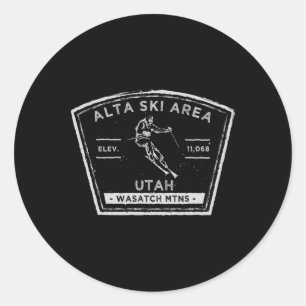 Adesivo Redondo Alta Utah Snow Skiing