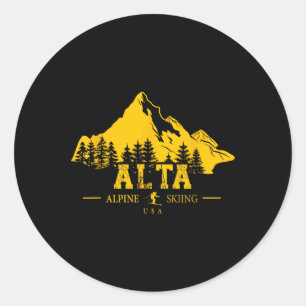 Adesivo Redondo Alta Utah Usa Ski Resort Alpina Skiing Wasatch Mou